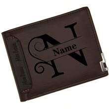 Personalized Men's Faux Leather Wallet - Engraved Initials & Name Gift For Birthday, Anniversary, Father's Day, Christmas Gift