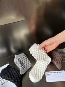 8 Pairs Women's Colorful Bubble Slouchy Socks, Cute & Minimalist, Soft & Breathable, Suitable For Spring/Autumn Daily Wear