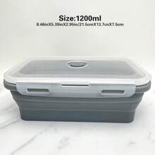 1 pieza Fiambrera plegable de silicona, recipiente de almacenamiento de alimentos con tapa sellada, conjunto de recipiente plegable con ventilación para mantener los alimentos frescos, a prueba de microondas, recipiente de almacenamiento de alimentos, utensilio de cocina