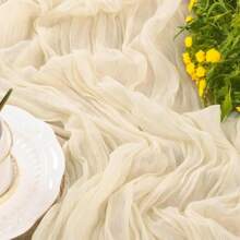 4 piezas Cheesecloth Camino de mesa estilo bohemio, decoración rústica y romántica para mesas de bodas, fiestas, ducha nupcial, graduación, restaurante - Beige