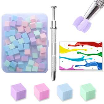 A Set Of 100 Nail Sponge Sets, Featuring Gummy Fruit Colored Nail Art Sponges With A Gripping Pen, Colored Nail Brushes For Nail Art Design, Odorless, Beauty Personal Care, Foot, Hand, And Nail Care Accessories