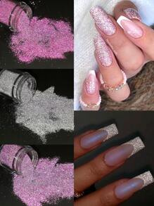 10g Shiny Reflective Diamond Nail Glitter Powder Silver Holographic Micro Drill Dazzling Crystal Gel Polish Manicure Pigment ,Reflective Silver Nail Powder Flash Disco Diamond Chrome Pigment Dipping Powder Nail Glitter Rhinestone Sequins - Multicolor - View 7