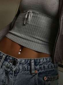 1件S925纯银立方氧化锆星形肚脐穿孔饰品 - 單隻 - 查看 2