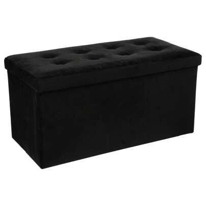 Atmosphera Dubbele opvouwbare poef 'Lysandre' met zwart fluwelen effect. Gratis verzending 24/72u.