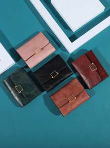 PAYOFFLAI Nieuwe modieuze korte stijl Koreaanse minimalistische frisse drievoudige drukknoopsluiting portemonnee retro kaarthouder dames tas portemonnee portemonnee portemonnee mini portemonnee kleine portemonnee