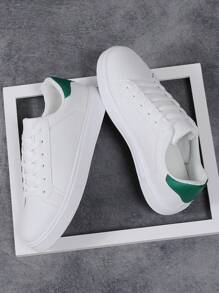 Men's Fashion Casual Slip-On Loafers, Korean Style, White Leather Sneakers, Suitable For Students And Plus Size