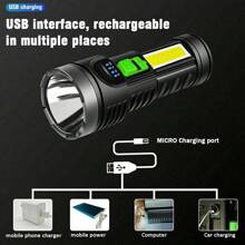 2x 800 Lumen Mini USB Torch (L822) Rechargeable Pocket CREE Q5 LED 4 Mode Bright - Black - View 6