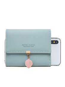 Korte effen kleur dames portemonnee multifunctionele PU lederen blad hardware hanger kaarthouder chequeboek organizer rits portemonnee dagelijks gebruik student terug naar school cadeau portemonnee portemonnee portemonnee mini portemonnee kleine portemonnee