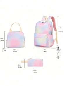 3pcs Color Decor Functional Backpack Set School Bag Set ,School Backpacks For Girls Kindergarten Elementary Preschool Middle School Bags,Large Capacity Bookbag & Hand Lunch Bag,For Graduate, Teen Girls, Freshman, Sophomore, Junior & Senior In College, University & High School, Perfect For Outdoors ,Travel & Back To School 3PCS Large Capacity Laptop Backpack, Lightweight Preppy School Bag, Portable College Daypack & Knapsack For Travel