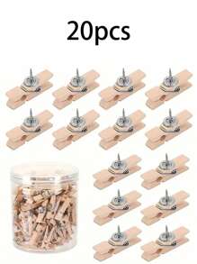 20 pezzi di Clip e puntine da disegno in legno creative, fermafogli, puntine per bacheca, versatili per bacheche e decorazioni per ufficio/aula, ritorno a scuola, forniture scolastiche