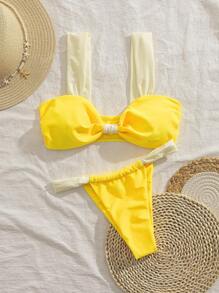 New Soft Padded Thick Strap Elegant Party Bikini Set, Ladies Beach Swimwear For Summer