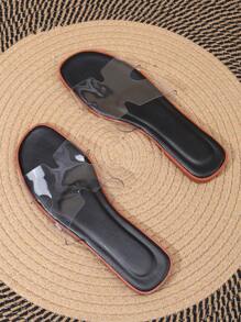 女士时尚休闲度假一脚蹬露趾平底沙滩凉鞋