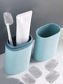 1 件装牙刷旅行盒牙刷架牙刷杯漱口杯便携式牙刷架带杯牙膏收纳盒适用于露营浴室旅行学校和企业 - 彩色 - 查看 9