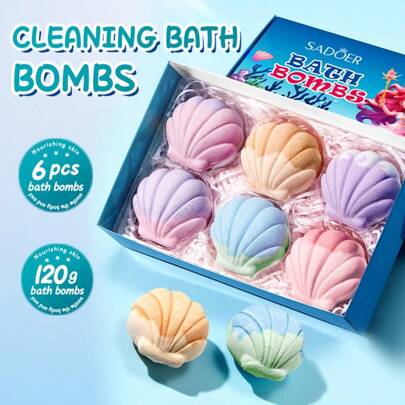 SADOER 6pcs Bath Bomb, SPA Gift Set, Fizzies Effect Bubble Foot Bath Shower Bombs For Women, Herbal Essential Aromatherapy For Girlfriend Mother's Day Birthday Valentines