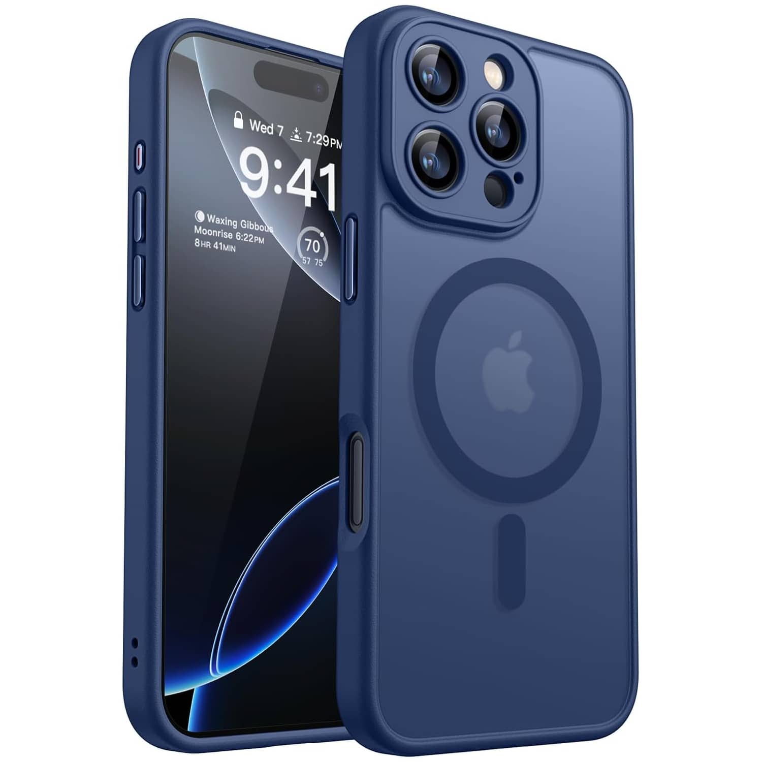Magnetic Compatible With IPhone 16/15/14/13/12/11 Series Case, Upgraded [Full Camera Protection] [Compatible With Magsafe] [Translucent Matte] Shockproof Protective Phone Case - Azul - Ver 1