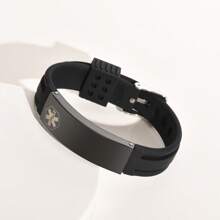 1 pezzo Bracciale regolabile in acciaio inossidabile e silicone con inciso il simbolo IP medico personalizzato, unisex per uso casual, per la Festa del papà, regalo per amici