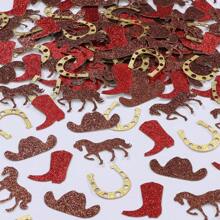 200Pcs Glitter Western Cowboy Table Confetti For Horse Race Theme Pregnancy Celebration Birthday Party Supplies
