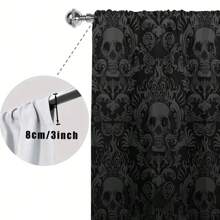 ستارتان بموضوع هالوين، ستائر مطبوعة بنمط الجمجمة - ستائر بجيب من البوليستر، مناسبة لغرفة النوم والصالة والمكتب ديكور المنزل - قابلة للغسل في الغسالة، زخرفية