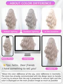 1 Synthetic Heat-Resistant ,Wavy Wigs Pink Wig ,28 Inches Long, Made Of Fiber, Suitable For Daily Use, Natural And Realistic Fake Hair(Excluding Accessories)