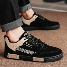 Men's Outdoor Casual Sports Shoes - Fashion Lightweight Waterproof Flat Shoes - Size 38-47 Wear-Resistant Comfortable New Thick-Soled Skateboarding Shoes - Loose Four-Season Non-Slip Plus Size Suede Sneakers - Black - View 3