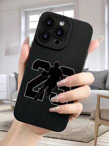 1pc Black Basketball Graphic Full Coverage TPU Shockproof Phone Case, Compatible With Apple IPhone 16, 15, 14, 13, 12, 11 Pro Max And Series