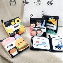 1pc Baby Crinkle Paper Book With Cartoon Black & White Pattern Cover, Handprint Sensory, Tear-Resistant, Early Learning & Cognitive Toy, Gift For Newborns