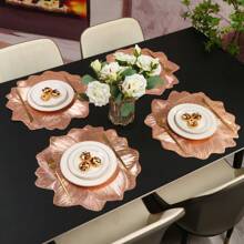 1 件/4 件/6 件加厚圆形不对称向日葵形状餐垫，耐热防滑厨房餐垫，酒店和餐厅装饰