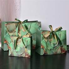Bolsa de regalo con patrón de mármol, bolsa de tela de moda con cinta, bolsa de embalaje de regalo de fiesta, bolsa de papel para ropa