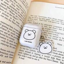 Minimalist Teddy Bear Design AirPods 1/2/Pro 3/4/5 Wireless Bluetooth Earphone Case, Soft Cartoon Protective Cover, - Clear - View 5