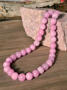 Collar gargantilla con cuentas hecho a mano con amuleto natural de 12 mm, adecuado para uso diario, regalo del Día de la Madre, gargota con 6 mm/8 mm/10 mm/12 mm (color de piedra natural aleatorio)