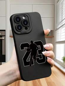 1pc Black Basketball Graphic Full Coverage TPU Shockproof Phone Case, Compatible With Apple IPhone 16, 15, 14, 13, 12, 11 Pro Max And Series