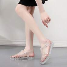 Sandalias huecas para mujer, zapatos de playa de verano informales de cristal, tipo romano, de gelatina para ir a la playa