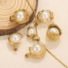 1 chiếc mặt dây chuyền ngọc trai giả đúc thời trang Baroque bằng thép không gỉ có thể xoay, phụ kiện vòng cổ thủ công đơn giản, thanh lịch, thích hợp cho các dịp hàng ngày và đám cưới - Mặt dây chuyền ngọc trai - Xem 2