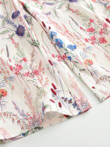 Young Girl 3Pcs Casual Plant Printing Woven Fabric Camisole & Shorts Clothes & Trousers Set For Summer - Beige - View 11