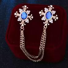 1 件装复古十字流苏链胸针领针男士衬衫领夹配饰欧美风格适合男士衬衫 - Cross - 查看 5