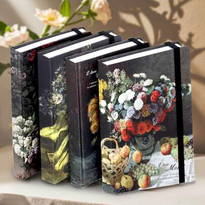 1 pieza, 100 páginas, A5, Cuaderno de bocetos de pintura al óleo vintage-Arte de Monet, Cuaderno de bocetos con vendaje, 250 g/m², Cuaderno de bocetos de acuarela grueso, Flores impresionistas, Cuaderno de bocetos de rotulador, Diario de viaje portátil, Cuaderno con tapa dura reforzada, Diario pintado a mano, Materiales de dibujo, Papel para artistas, Regalo perfecto