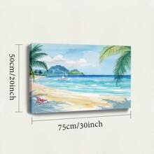 1 Pc, A Beach Scene With Watercolor And Ink Illustrations, Original, Canvas, Wall Art, Living Room Wall Decorations, Bedrooms, Bathrooms, Frame Poster Art Prints, Hanging Paintings, Home Decoration, Festivals. Home Decoration Fe 1 - 彩色 - 查看 10