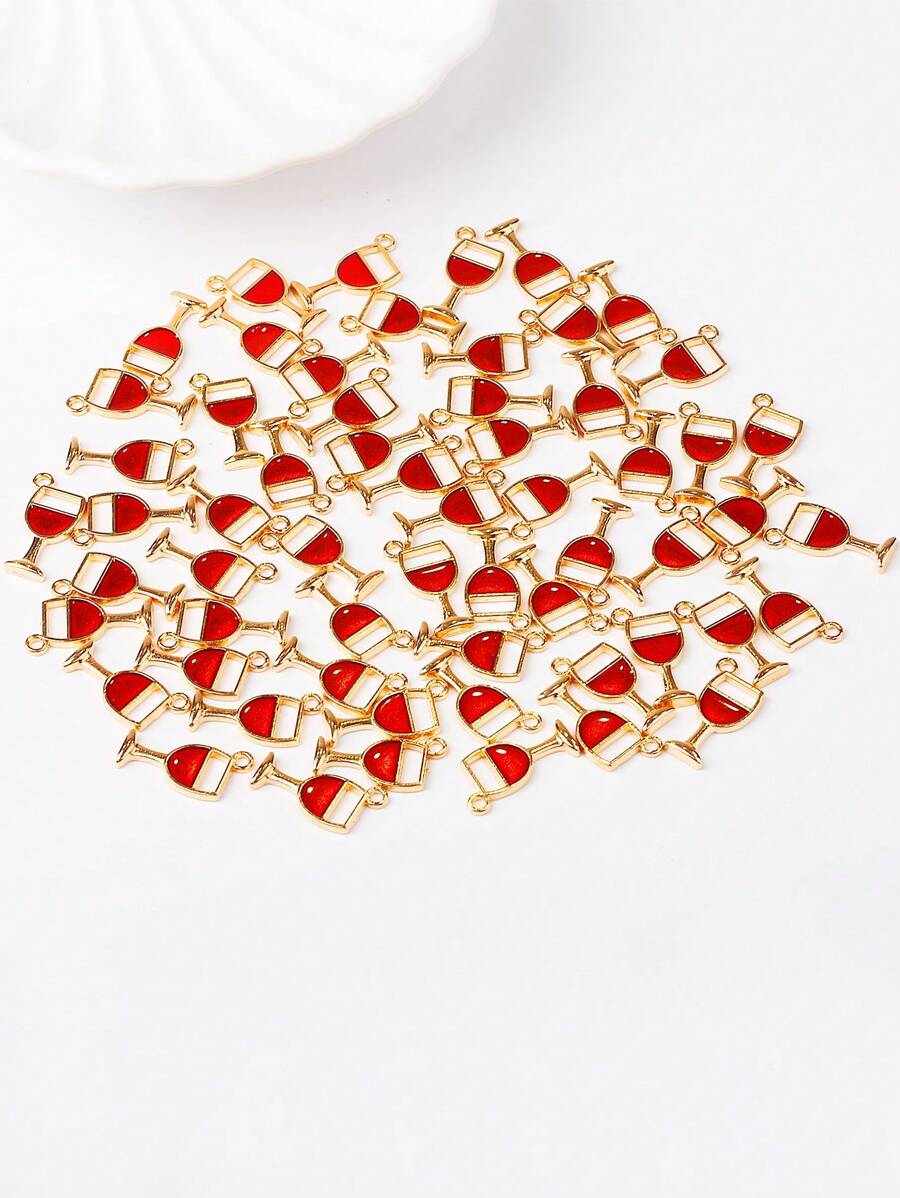 10pcs/Pack Wine Glass Shaped Necklace Pendant DIY Jewelry Accessory