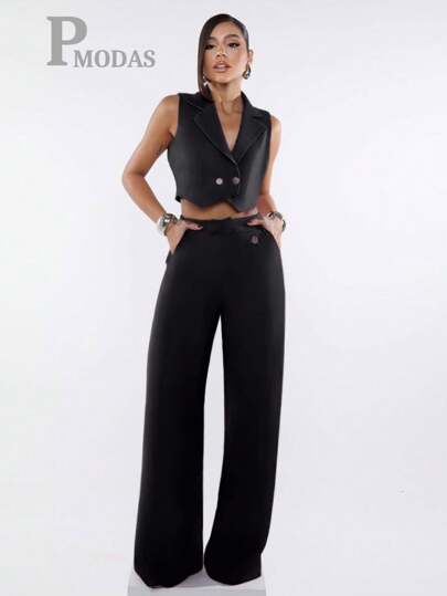 CONJUNTO DUAS PEÇAS ALFAIATARIA CALÇA PANTALONA ELEGANTE E COLETE