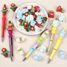 6 pièces/set Petites perles en silicone en forme de cheval, perles gonflées en silicone, perles en silicone lâches pour artisanat DIY, couronnes, porte-clés, cordons, colliers, bracelets, fabrication de bijoux, arts et artisanat faits à la main