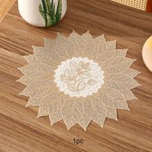 1pc/4pcs/6pcs PVC Half Heart Seedling Shaped Waterproof, Oilproof, Anti-Slip Dining Table Mat For Home, Kitchen, Hotel, Restaurant, Holiday Decoration, Washable