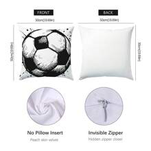 1 pièce Housse de coussin minimaliste noir et blanc de football, imprimée sur un seul côté en tissu peluche, 45*45/50*50/40*40CM. Housse de coussin convenant à la décoration moderne du salon et canapé, cadeau - Multicolore - Voir 4