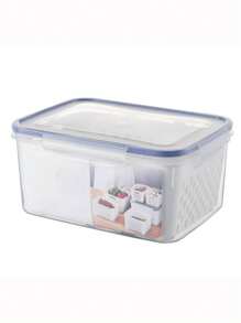 1pc/3pcs Plastic Food Storage Containers Set With Draining Basket And Lid - Leak-Proof, Fridge Safe, Reusable Multi-Functional Kitchen Organizer For Fruits, Vegetables And Food