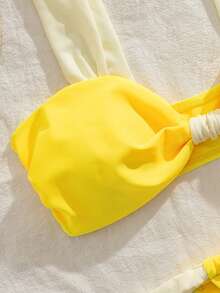 全新柔软加厚肩带优雅派对比基尼套装，夏季女士沙滩泳装