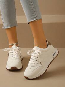 女士休闲运动鞋，轻便软底户外舒适防滑跑步鞋，春/秋 - 卡其色 - 查看 5