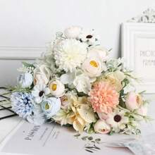 1pc Artificial Flower Bouquet, Decorative For Garden, Home, Outdoor Use, Roses, Daisies, Hydrangea, Wedding, Photography, Events, Multi-Color