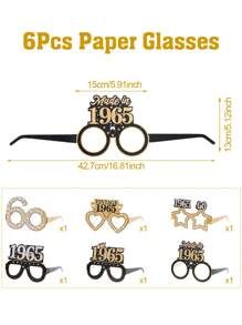 6Pcs Black Golden Birthday Paper Glasses,2025 Limited ,Birthday Element Design Glasses,Happy Birthday Paper Glasses,60th Birthday Party Decor,Birthday Party Supplies,Photo Booth Props,Birthday Party Favors,Birthday Gifts,Birthday Decoration