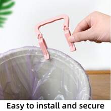 4PCS Creative Hand Trash Bag Clips, Double Clips Design Won't Slip, Stable Moving Without Dirtying Hands, Hoop-Pressing Ring Bucket Edge Anti-Slip Clips, Suitable For Kitchen, Bedroom, Bathroom, Office Trash Cans