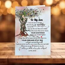 1 张带信封的真挚儿子生日贺卡 - 励志树设计，适合所有年龄段的感伤信息，非常适合生日庆祝活动，12 厘米 X 17 厘米，生日礼物