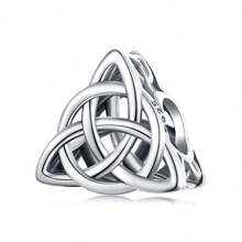 WOSTU 1 Stück 925 Sterling Silber Keltischer Knoten Herz-förmiger Charm, Glücksbringer Keltischer Knoten Perlen, geeignet für DIY Armbänder, vintage Charms Edel-Schmuck